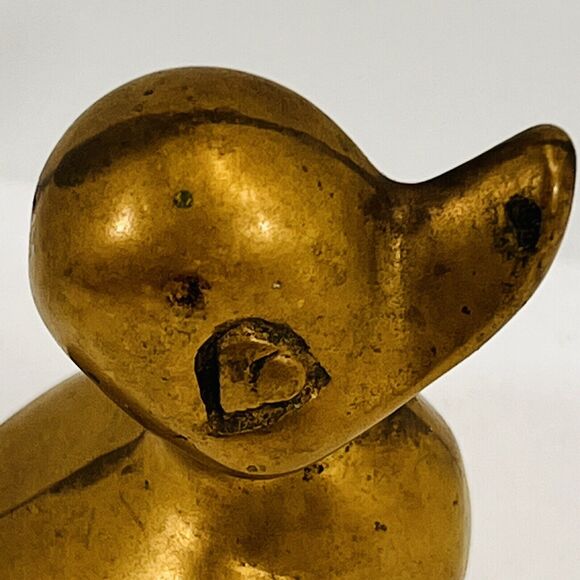Brass Duck Baby Duckling Miniature Small Figurine Shelf Collectible Knick nack - Picture 4 of 12